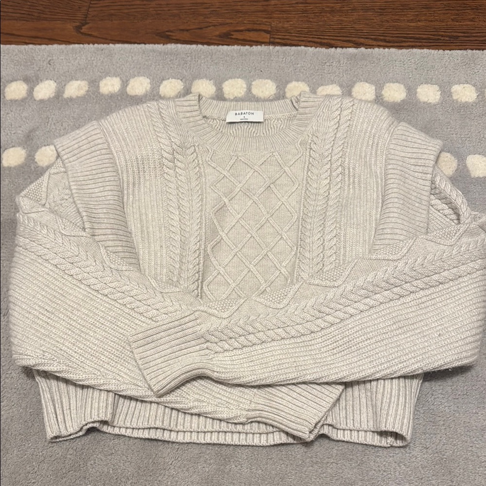 Aritzia cream cable cord knit sweater